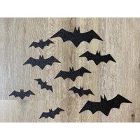 12 Or 24 Halloween Glitter Bats, Paper Bat Wall Decor, Door Decor | Etsy (US)