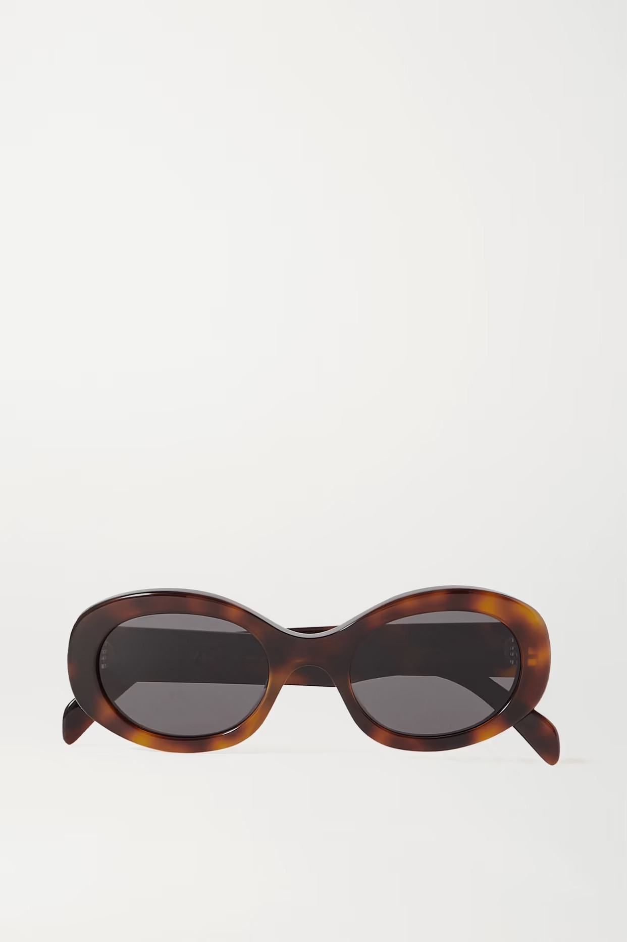 CELINE Eyewear - Triomphe Oval-frame Acetate Sunglasses - Tortoiseshell | NET-A-PORTER (US)