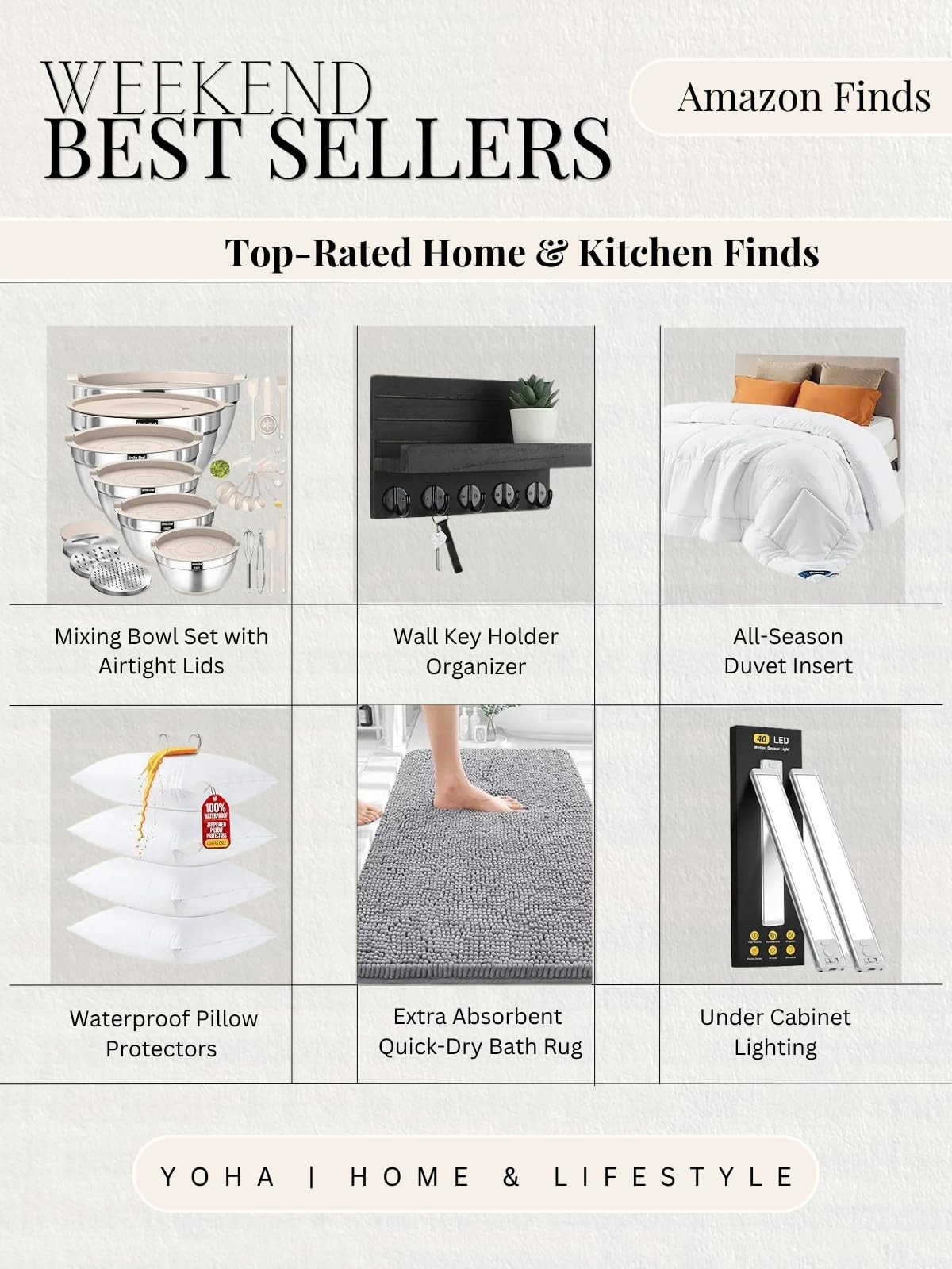 Top-rated Amazon home & kitchen finds you’ll actually use 🤍
Mixing bowls, bedding essentials, bath rugs, and smart lighting—everything you need for a clean, organized, and elevated home. Everything linked below for you!🫶 

 #LTKHome #LTKSaleAlert