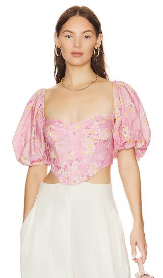 Kiah Corset Top in Pink Garden | Revolve Clothing (Global)