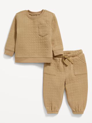 Unisex Crew Neck Quilted Pocket Sweatshirt &amp; Sweatpants Set for Baby | Old Navy (US)