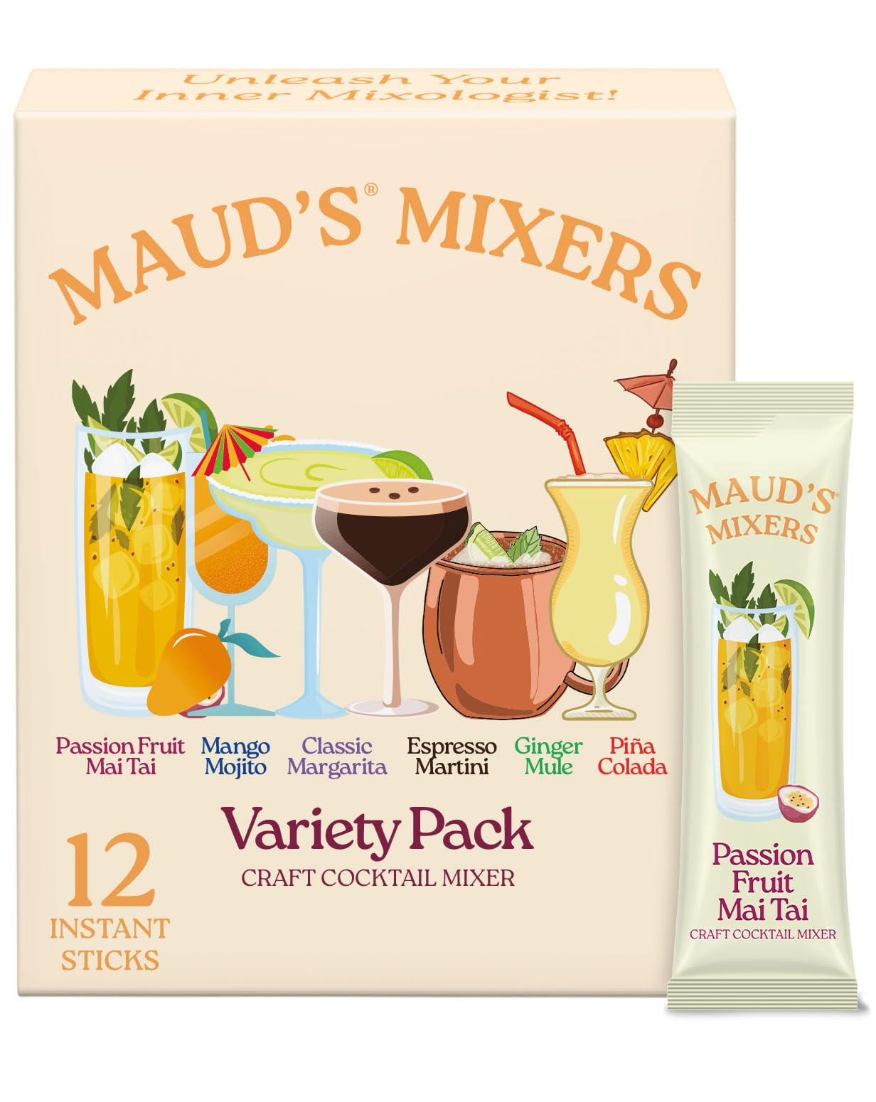 Maud's Mixers Variety Pack Cocktail Mix, 12 ct, Mocktail Non-Alcoholic Drinks - Made with Real Ag... | Amazon (US)