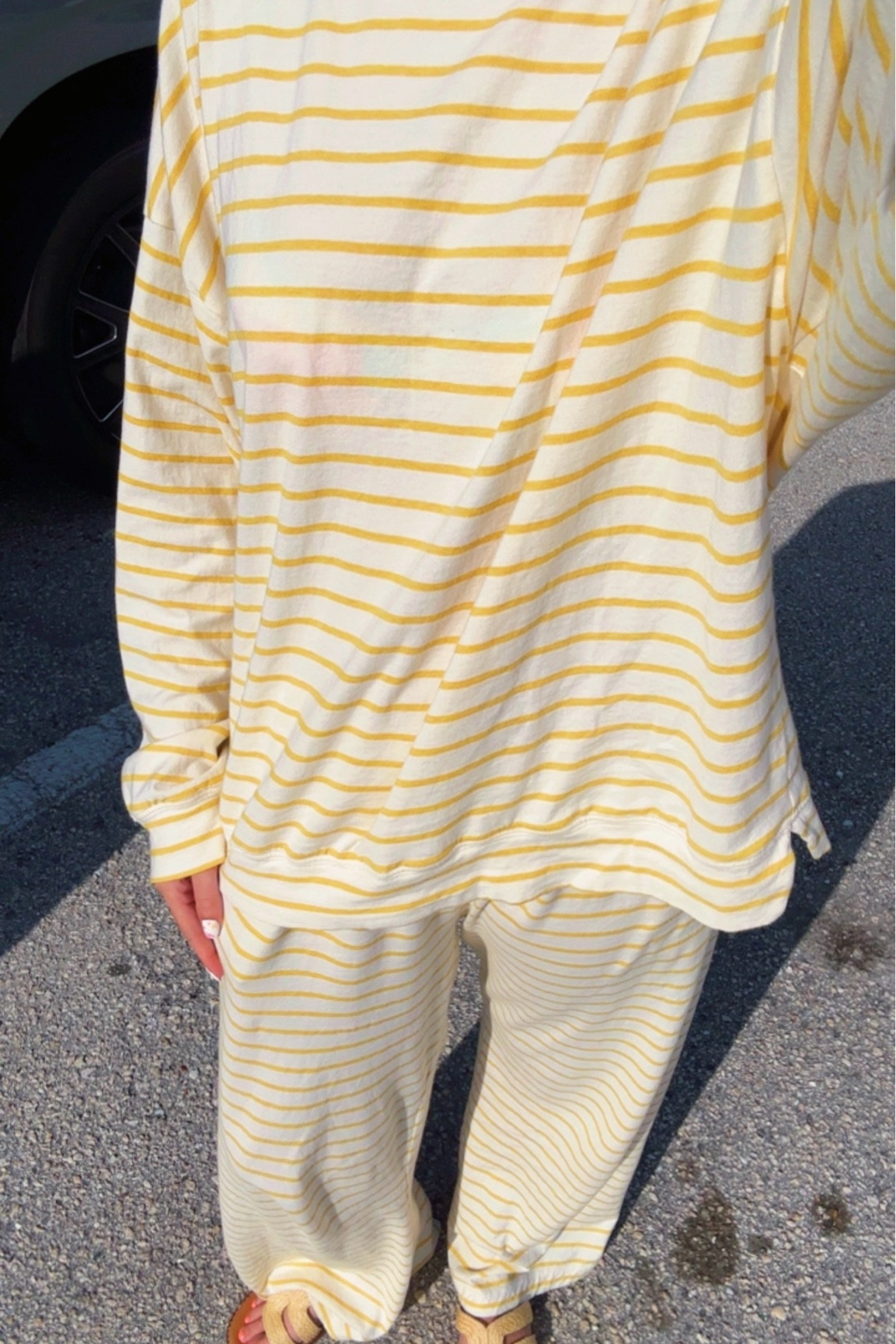 Yellow two piece striped lounge set💛 use code SUNJORDYN10 for 10% off Albion website 🫶🏻

#LTKdayinmylife #LTKootd #LTKSaleAlert