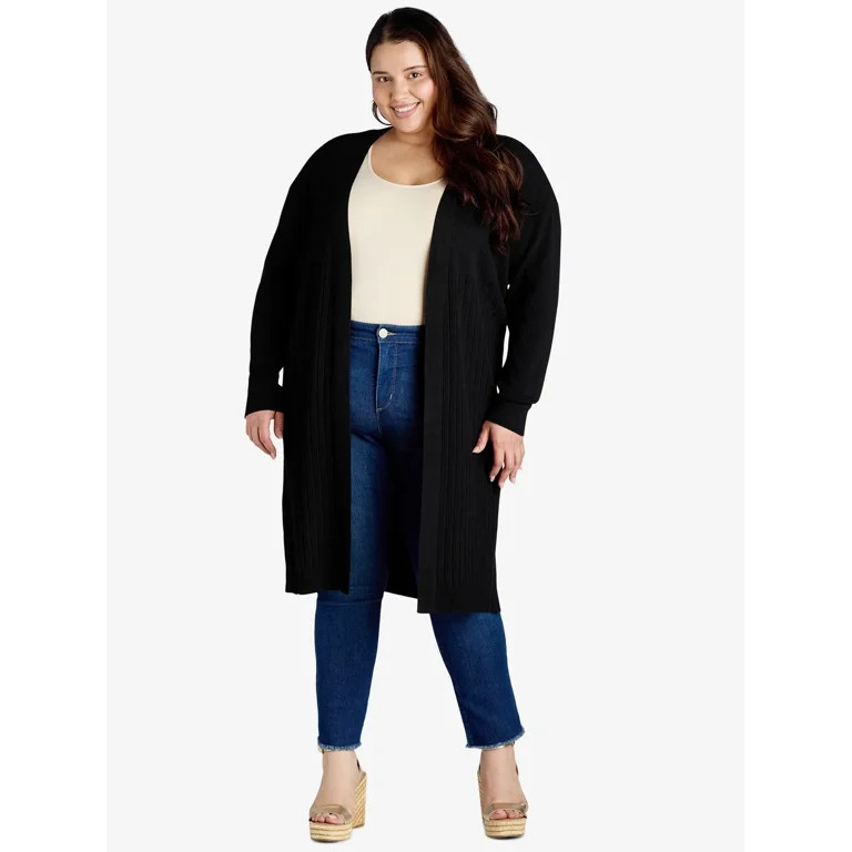 Terra & Sky Women's Plus Size Open Front Duster Cardigan, Lightweight; Sizes 0X-4X | Walmart (US)