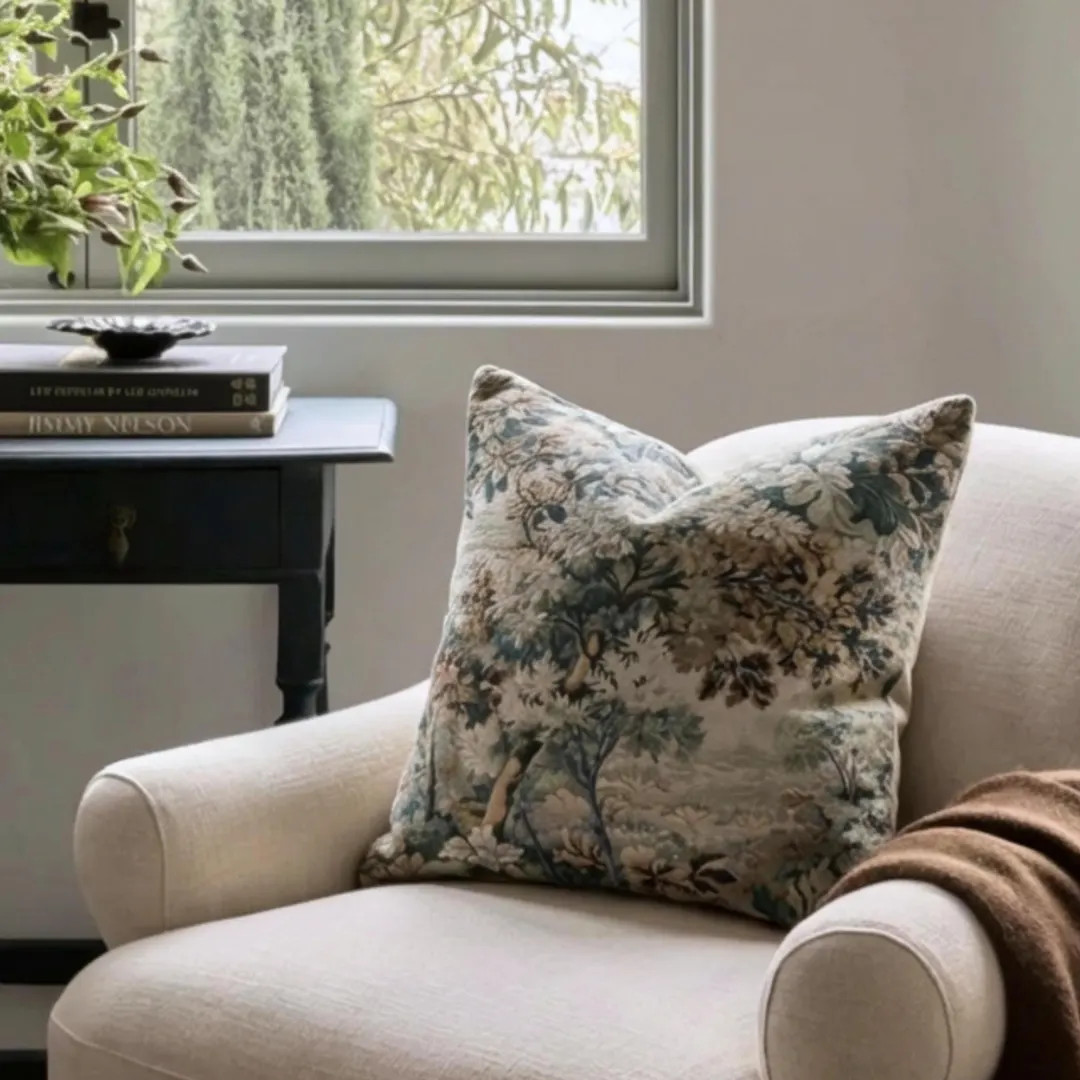 Throw Pillow Cover Botanical Tapestry Lumbar Cushion Muted Sage Green Vintage Style Decorative Pi... | Etsy (US)