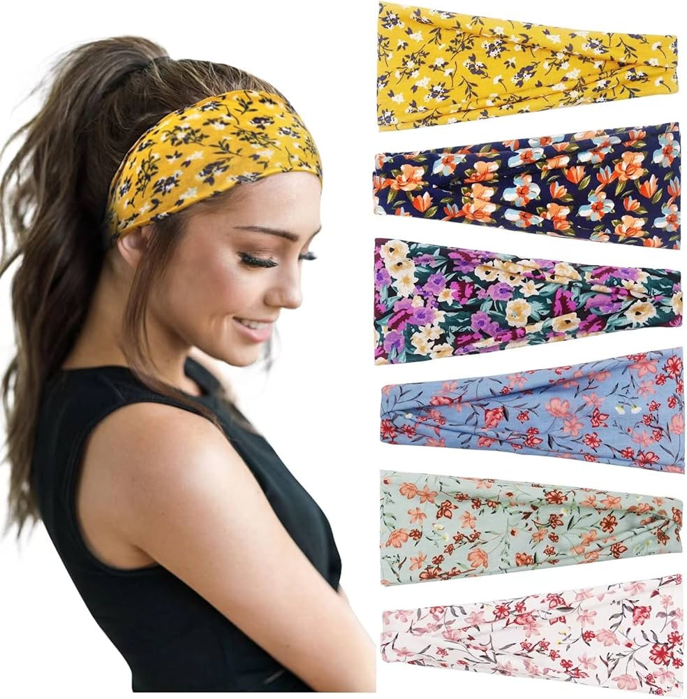 Huachi Women's Headbands Boho Headbands for Women Workout Yoga Exercise Hairbands Non Slip Headba... | Amazon (US)