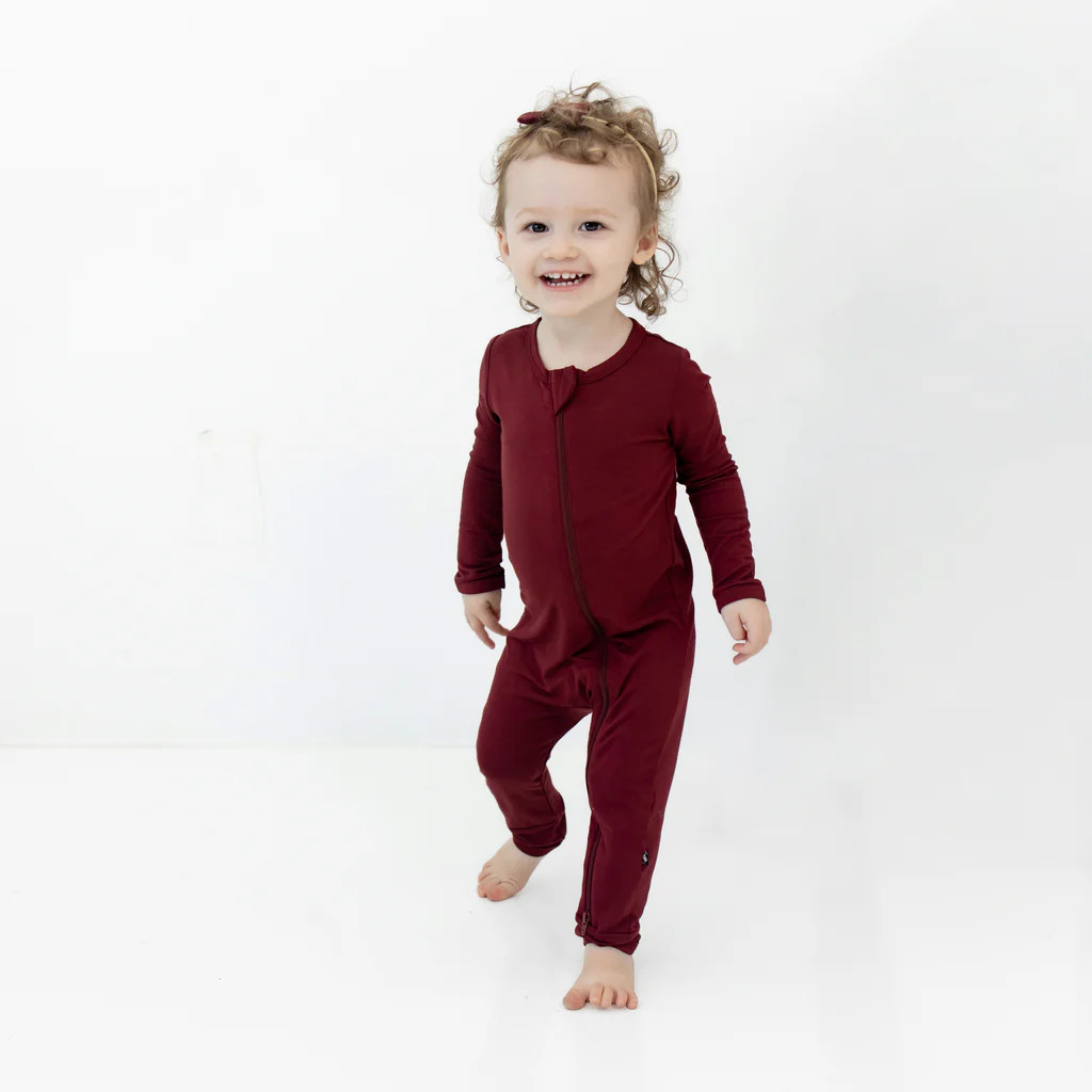 Zippered Romper in Burgundy | Kyte BABY
