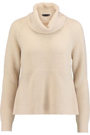 Alice + Olivia Woman Nettie Draped Cable-knit Wool And Cashmere-blend Sweater Ecru Size S | The Outnet Global