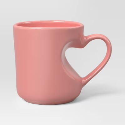 13 fl oz Stoneware Heart Handle Mug Pink - Threshold™ | Target