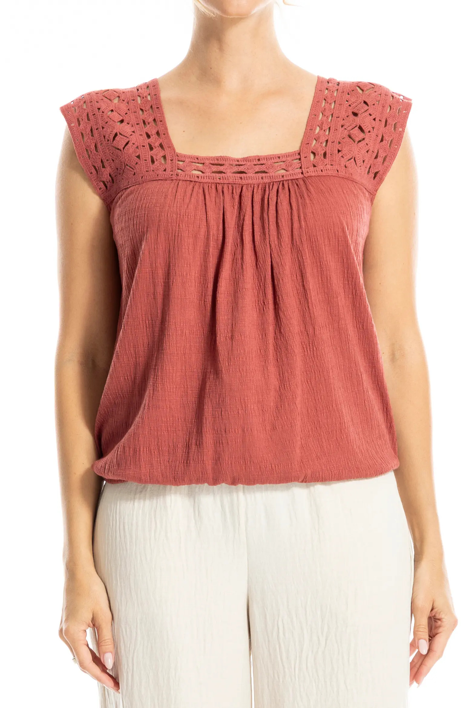 MAX STUDIO Open Stitch Square Neck Top (Women) | Nordstromrack | Nordstrom Rack