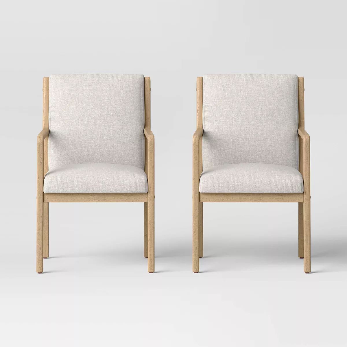Esters Wood Arm Dining Chair Cream/Natural Wood - Threshold™ | Target