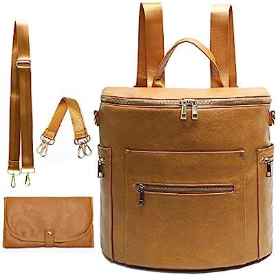 Diaper bag, Leather Diaper Bag Backpack by MF Store, Diaper Backpack with Laptop Sleeve,Changing ... | Amazon (US)