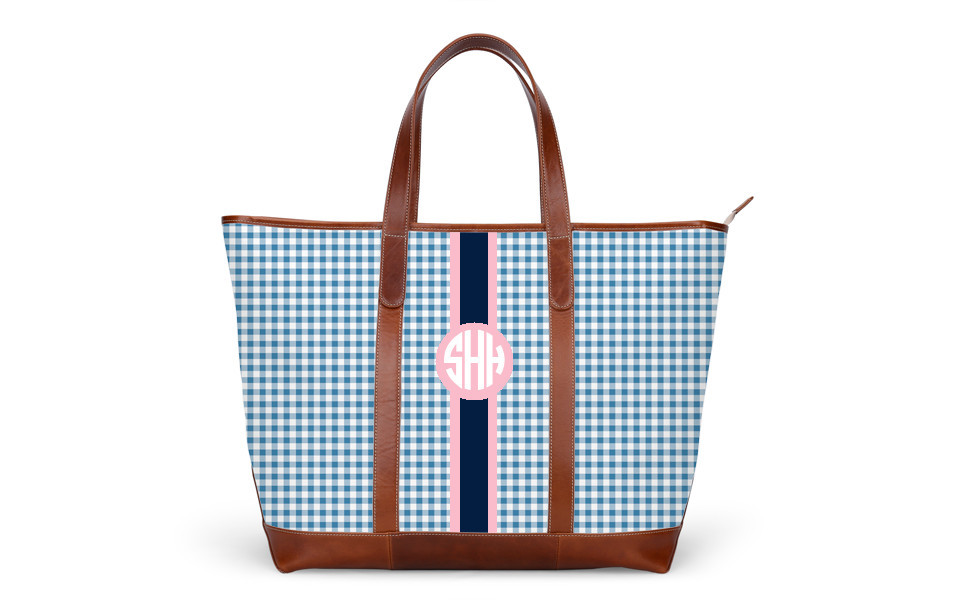 St. Charles Zippered Yacht Tote - Monogram Stripe | Barrington Gifts