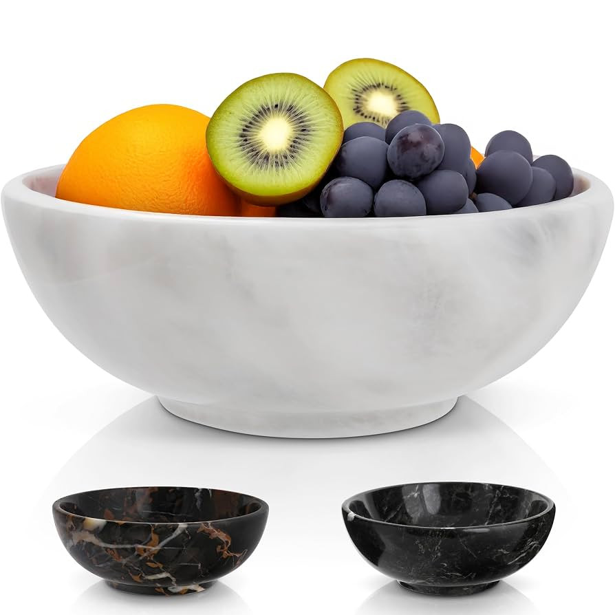 Gusto Nostro 8" Luxury White Marble Decorative Bowl for Coffee Table - Elegant Modern Fruit Bowl ... | Amazon (US)