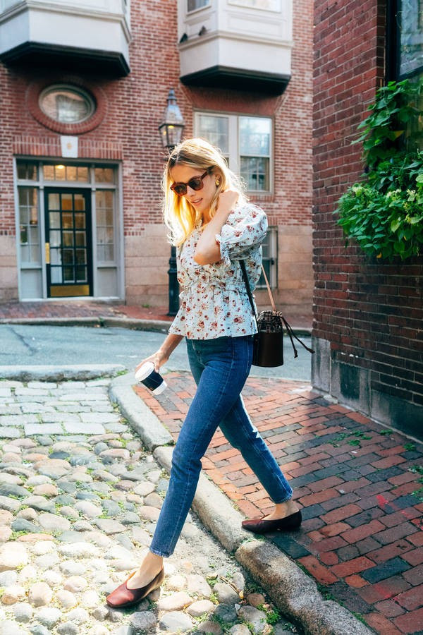 Blue Floral Ruffle Rela Blouse | Tuckernuck (US)