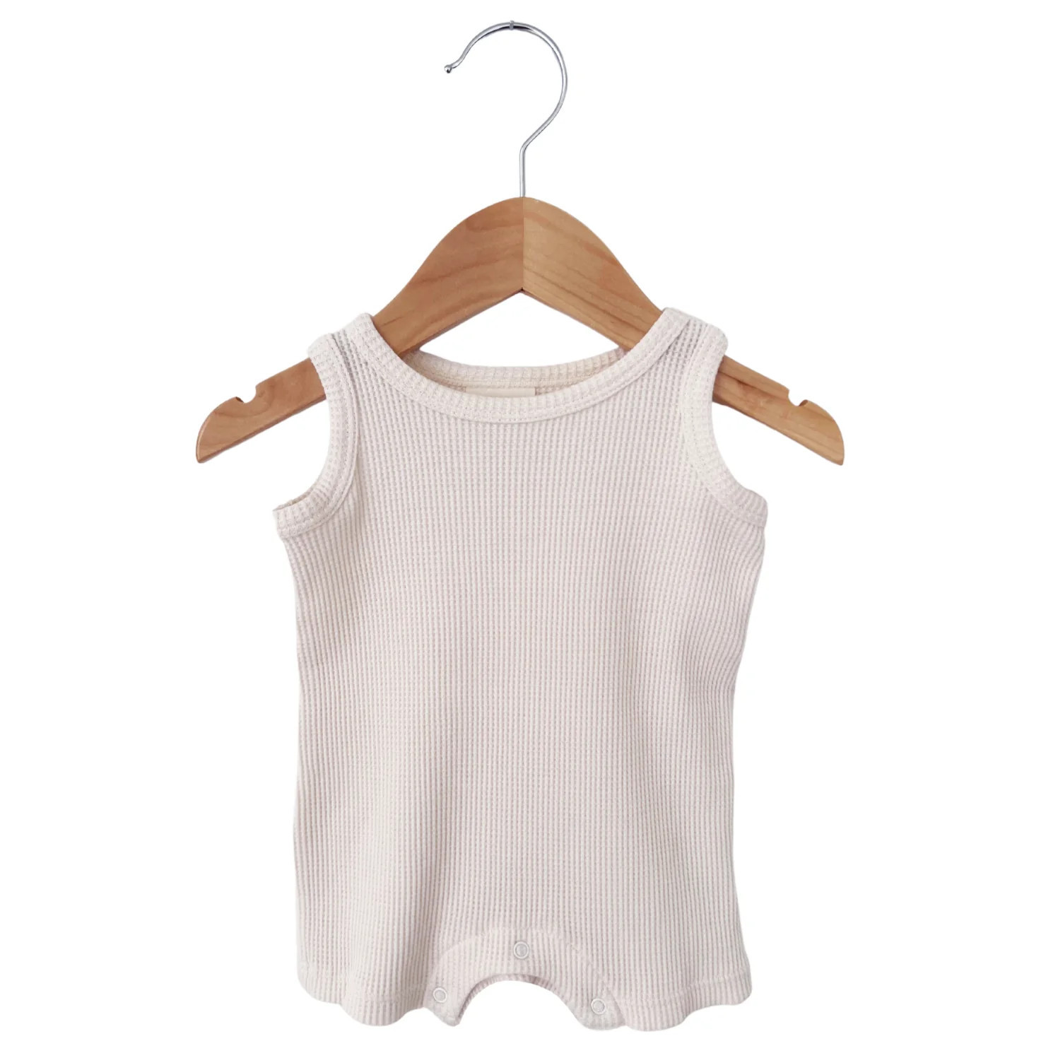 Organic Waffle Shortie Romper, Snow | SpearmintLOVE