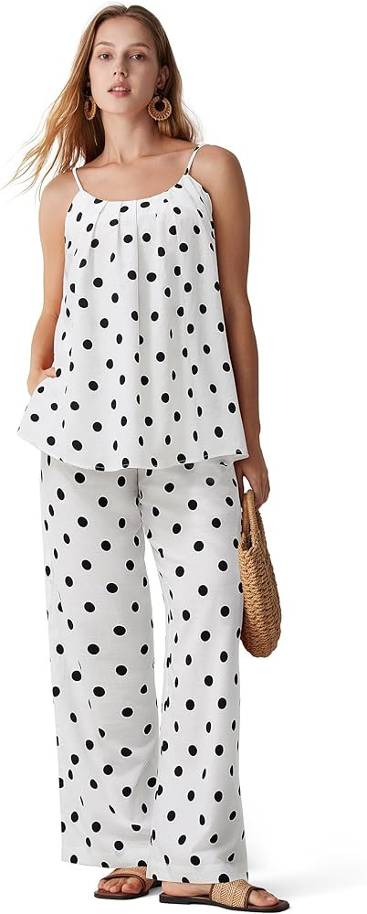 MOOSLOVER Women Linen Summer Two Piece Sets Backless Lounge Outfits Sets Travel Beach Vacation Cl... | Amazon (US)
