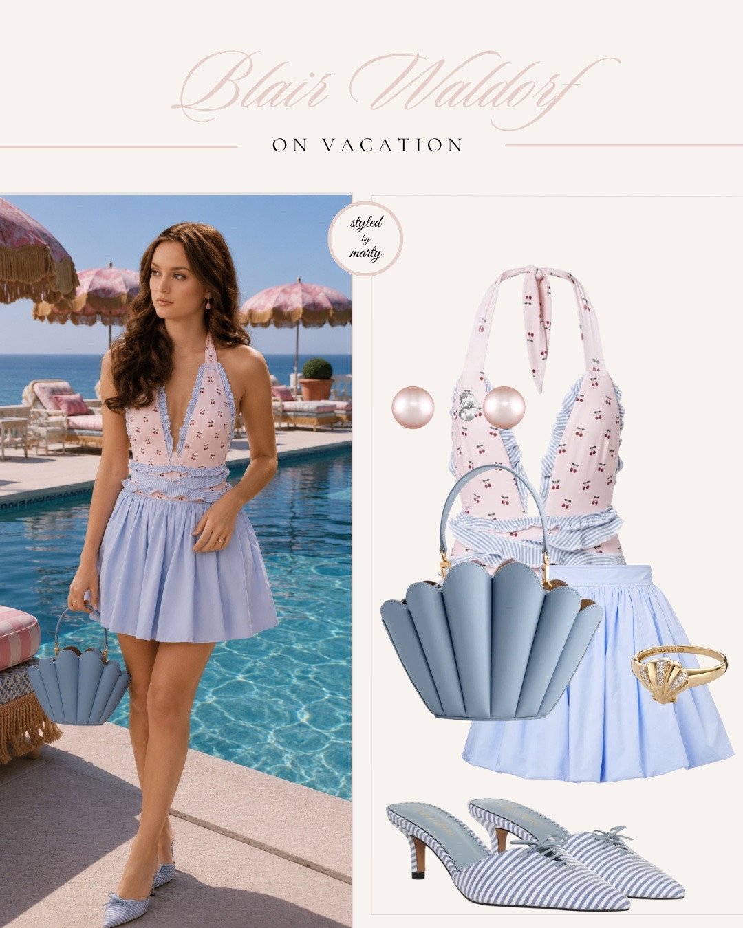 How I’d style Blair Waldorf for Summer Vacation☀️💗

Blair Waldorf, Blair Waldorf style, Blair Waldorf outfit, Blair inspired, feminine style, feminine outfit, mini dress, summer outfit, summer fashion, vacation style, vacation outfit, beachwear, elegant style, classy outfit, romantic style, floral fashion, swimsuit, girly outfit, luxury fashion, summer shoes, summer bag, low heels, heart earrings

#LTKeurope #LTKsummer #LTKstyletip