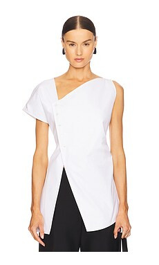 Rohe Asymmetrical Poplin Top in Optic White from Revolve.com | Revolve Clothing (Global)