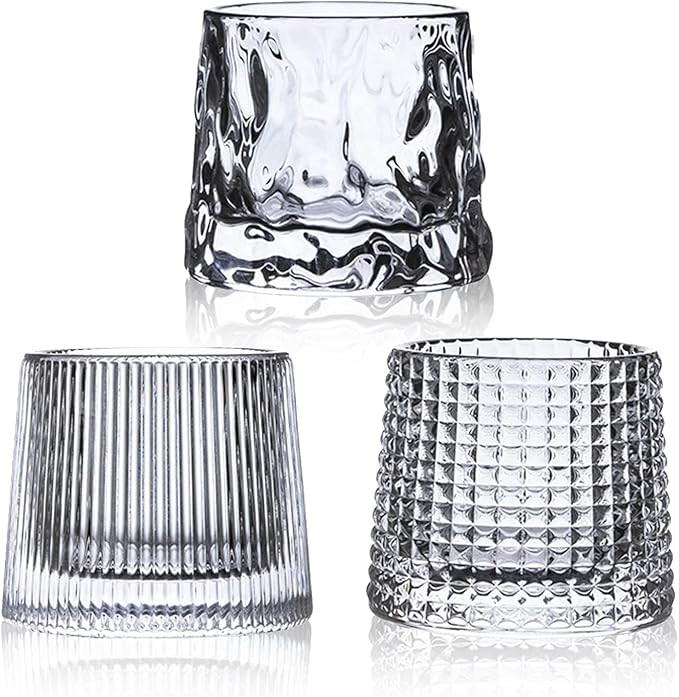 RareCi Flat bottom Crystal Whiskey Glasses, Premium 5OZ Scotch Glasses Set of 3, Old Fashioned Gl... | Amazon (US)
