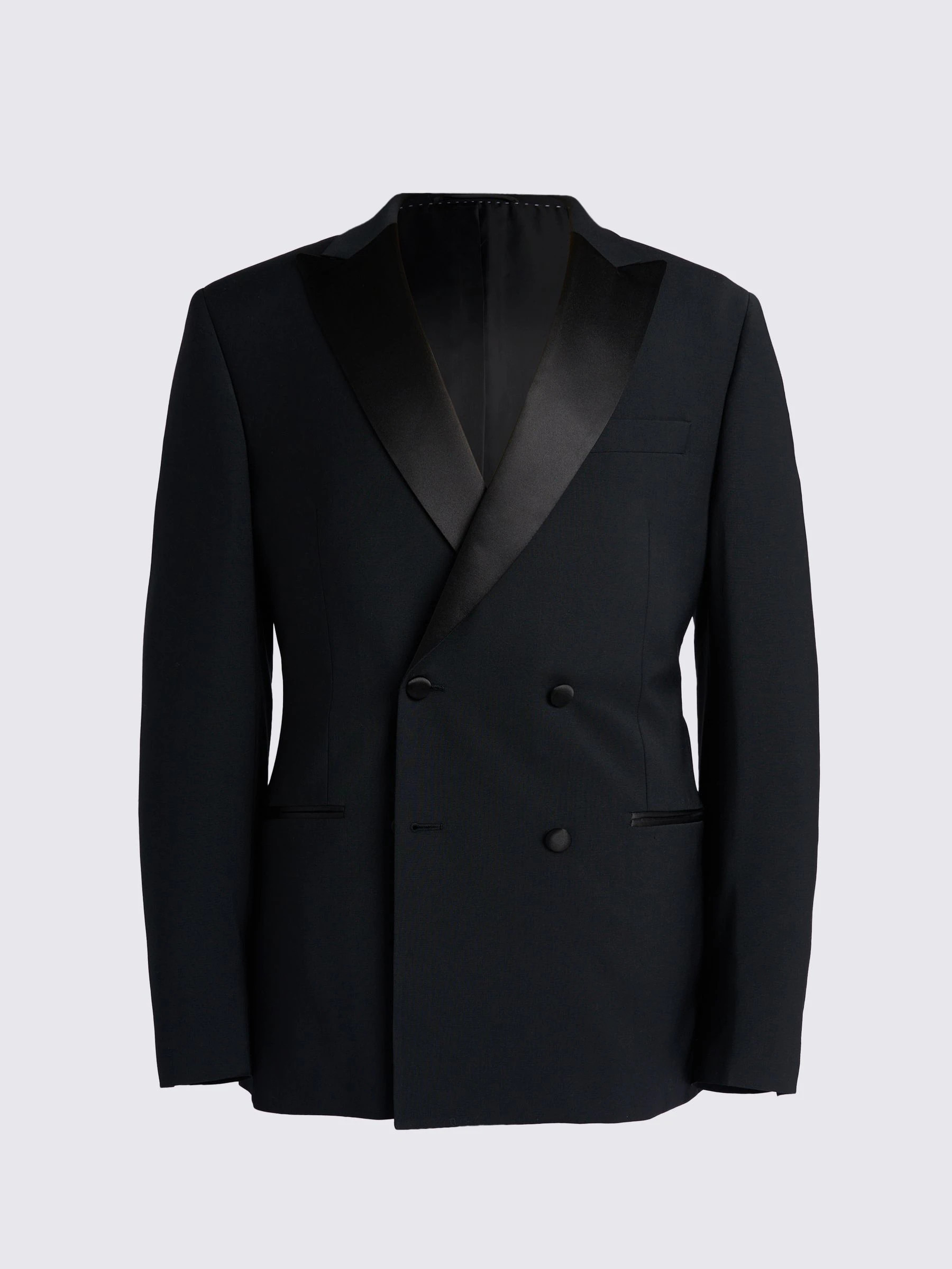 MOSS MOSS Black Tailored Fit Double Breasted Tuxedo Jacket | Next US