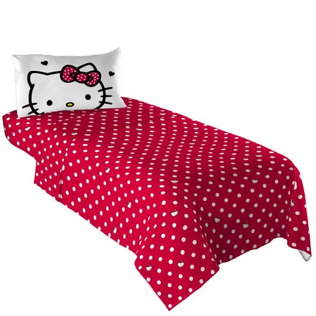 Hello Kitty Kids 4 Piece Red White Polka Dots Sheet Set, Full | Walmart (US)