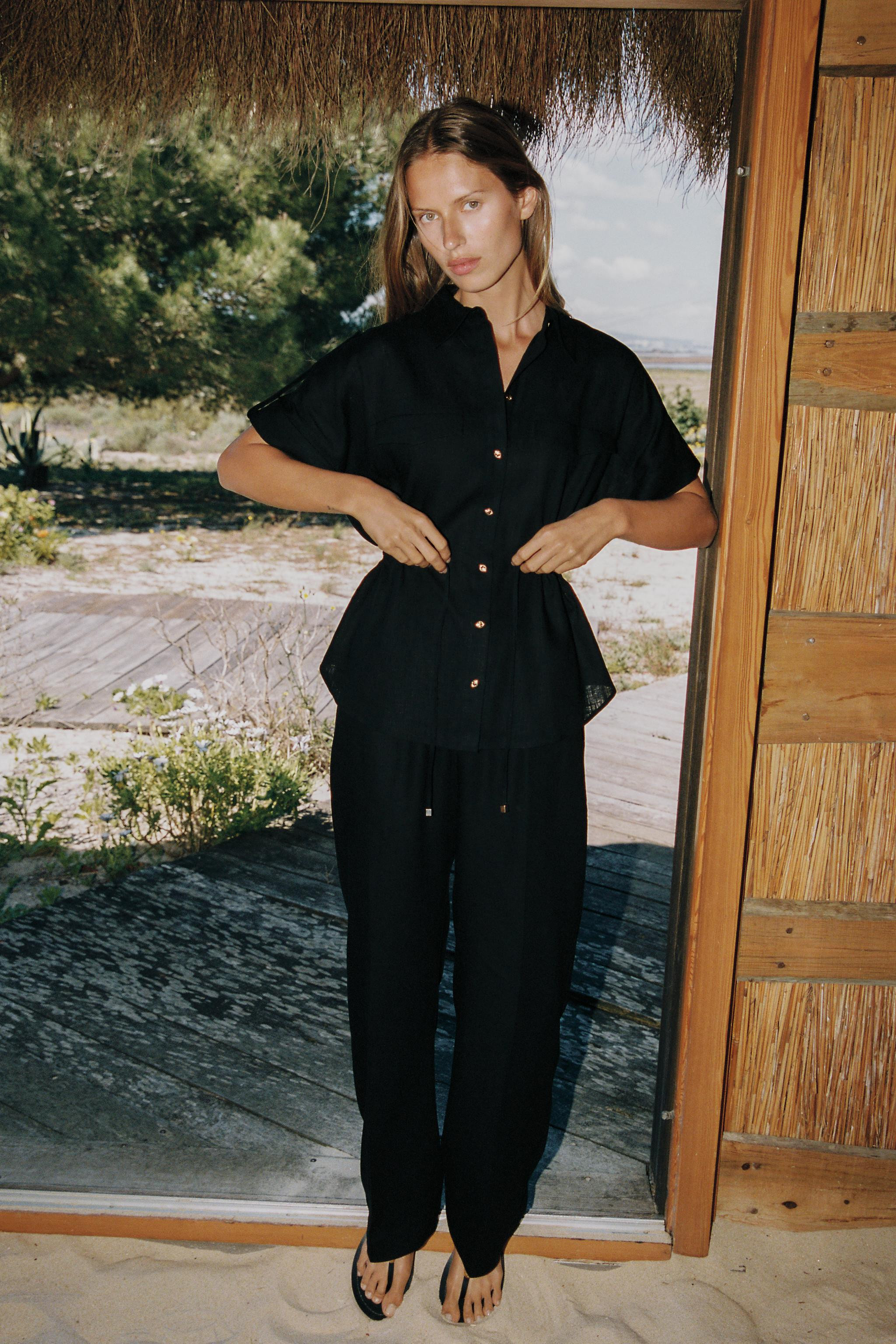 LINEN SAFARI SHIRT | Zara US