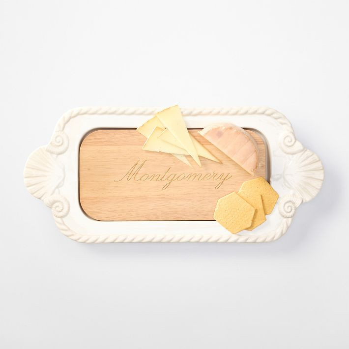 Seashell Ceramic and Wood Cheese Board | Mark and Graham
