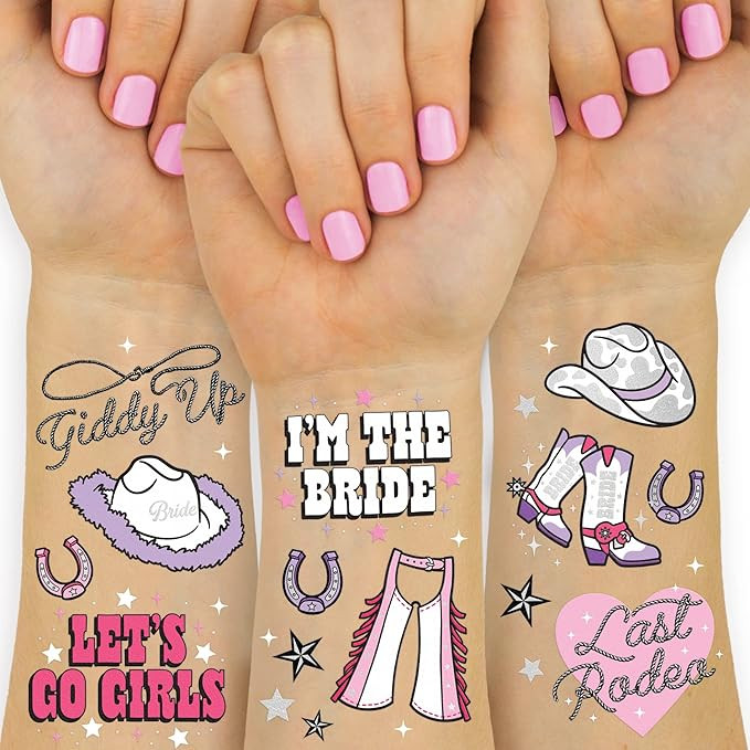 xo, Fetti Last Rodeo Bachelorette Temporary Tattoos - 48 Glitter Styles | Giddy Up Bach Party Dec... | Amazon (US)