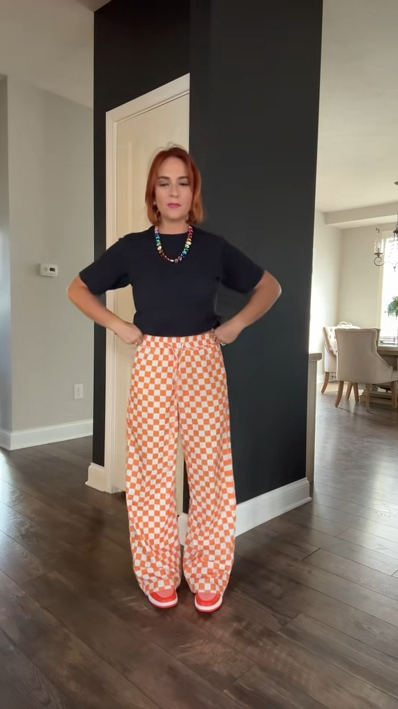 Checkered pants - plaid pants - buckle pants - colored necklace - buckle - everyday outfit - casual outfit - casual glam outfit - checkered - race day outfit - Halloween outfit - Halloween style 

#LTKSaleAlert #LTKHalloween #LTKStyleTip