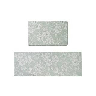 Green Iris Floral 17.5 in. x 48 in. /17.5 in. x 28 in. Anti-Fatigue Wellness Mat | The Home Depot