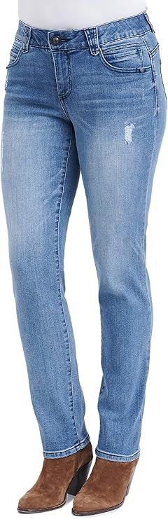 Democracy Women's Ab Solution Straight Leg Jean, Mid Blue Vintage, 14 | Amazon (US)