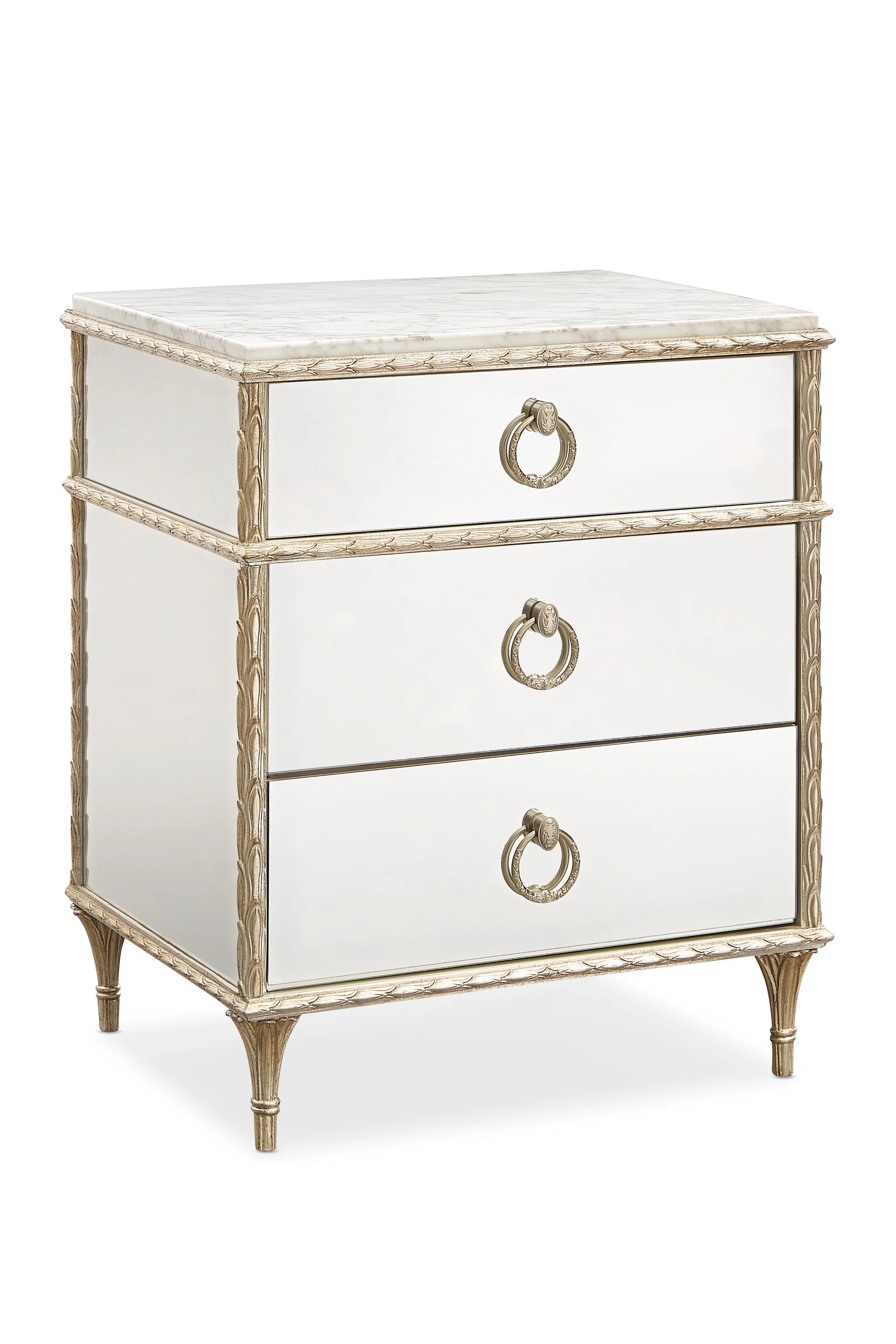 Caracole Compositions 3 - Drawer Nightstand in Aglow/White & Reviews | Wayfair | Wayfair North America