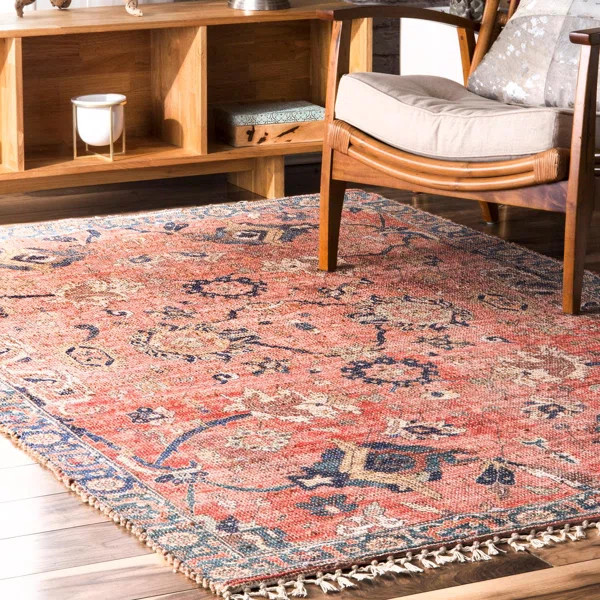 Abou Flatweave Coral/Blue Area Rug | Wayfair North America