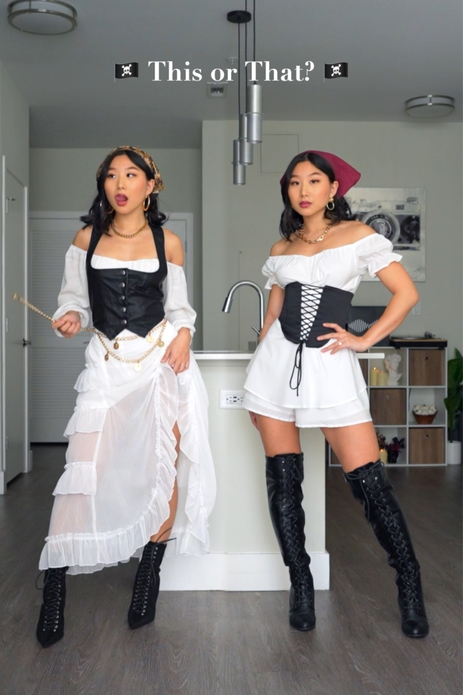 LEFT 🖤
Bustier + Skirt + Boots: Cider, can’t link
Top: size XS

RIGHT ❤️
Dress: size S (YesStyle code: VIVACIOUSHON)
Corset: House of CB, can’t link
Boots: true to size

Halloween costume, pirate core, dress up, gold chain, girl pirate

#LTKHalloween #LTKSeasonal #LTKstyletip