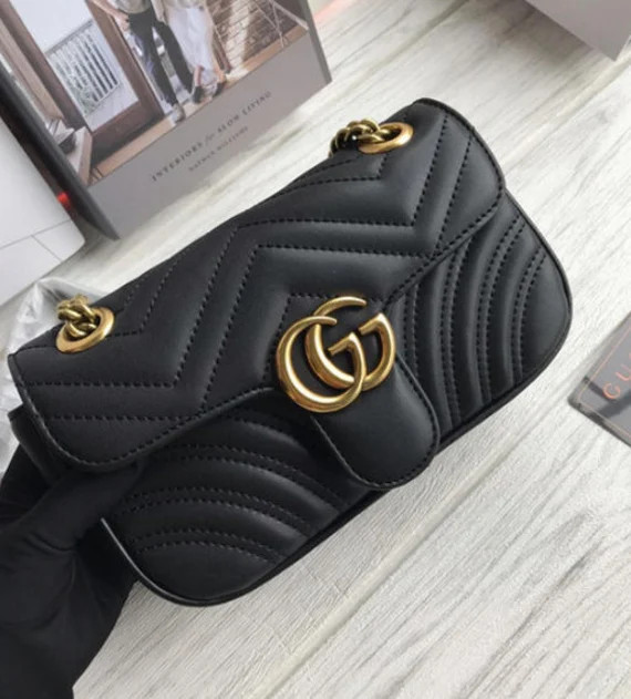 Gucci marmont black bag medium size authentica lambskin bag | Etsy | Etsy (US)