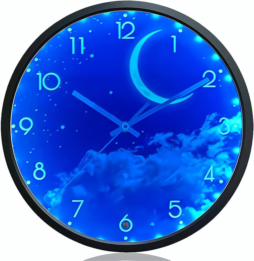 OCEST Night Light Wall Clock for Bedroom, 12 Inch Silent Battery-Operated LED Wall Clocks for Liv... | Amazon (US)