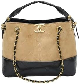 Two-Tone Quilted Hobo Bag with Chain Strap, Suede and Leather Crossbody Shoulder Bag for Women, B... | Amazon (US)