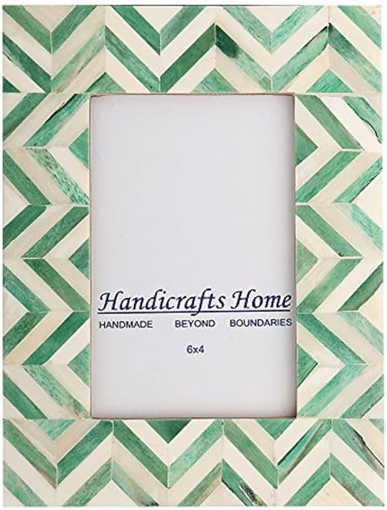 Handicrafts Home 4x6 Picture Frames Photo Frame Chevron Herringbone Vintage Wooden (Green) | Amazon (US)