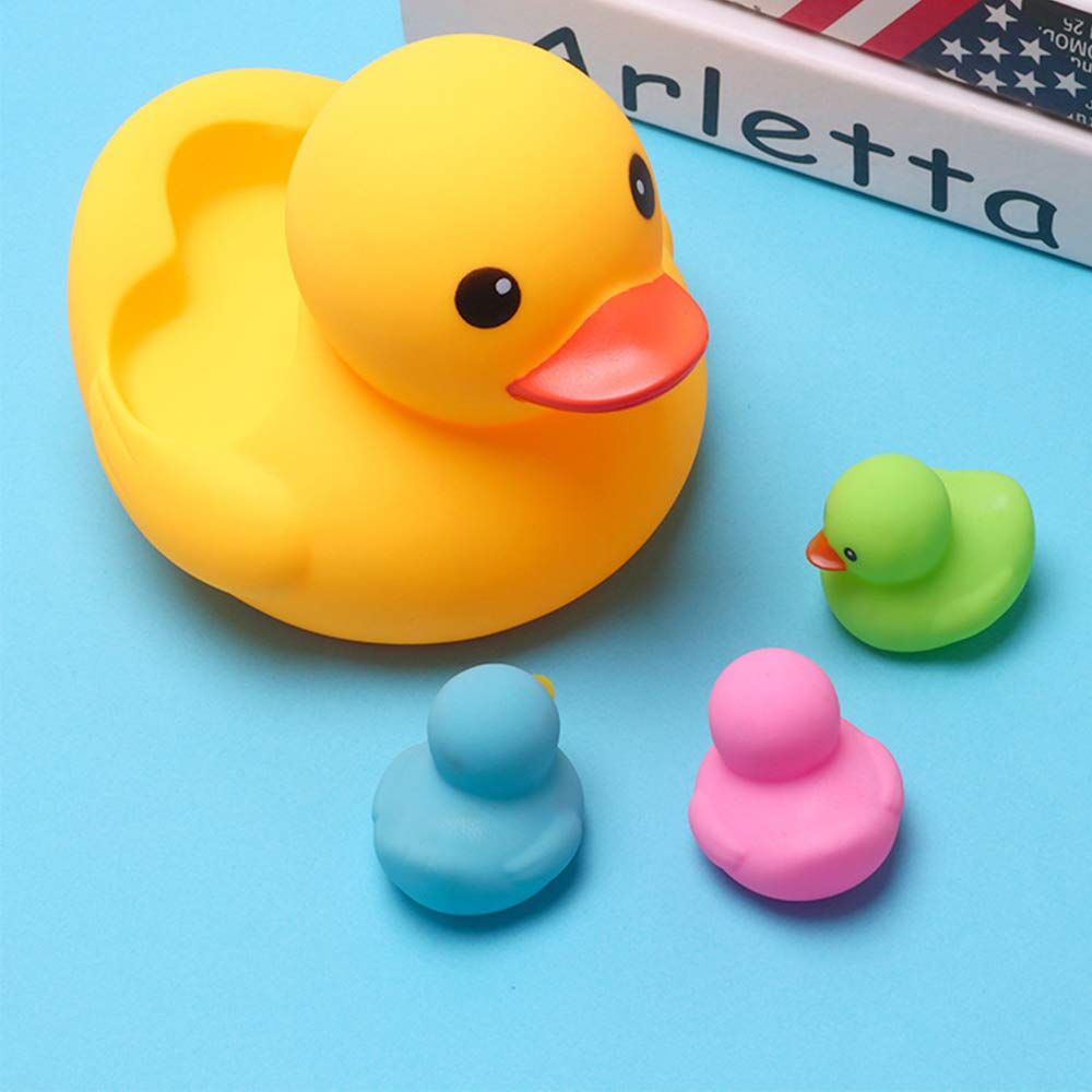 Ahua Bath Duck Toys 4 Pcs Colorful Rubber Duck Family Squeak Ducks Baby Shower Toy for Toddlers Boys | Amazon (US)