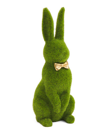 Flocked Moss Rabbit With Bow Decor | Decor | Marshalls | Marshalls