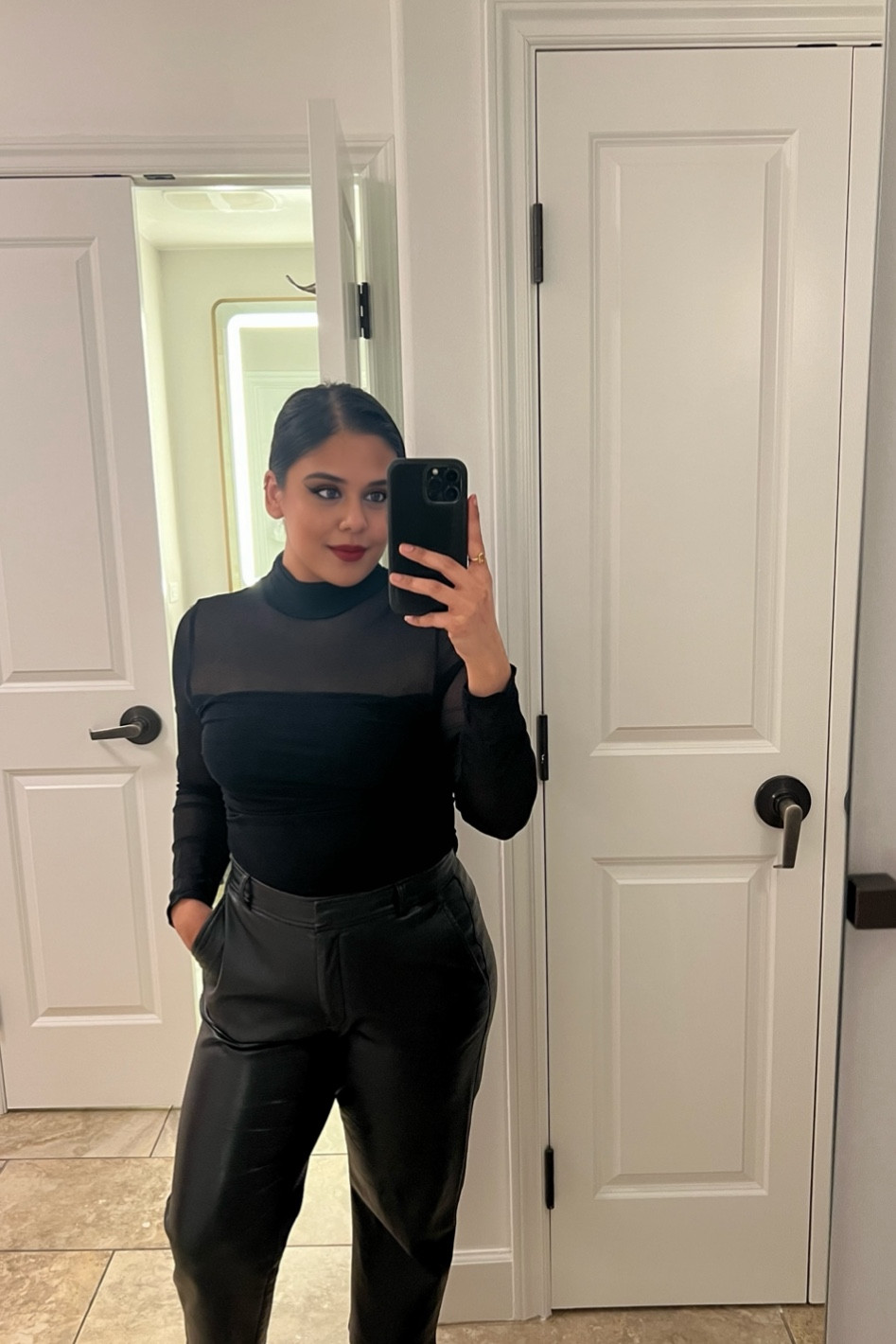 Wore this all black OOTN for a night out during a bachelorette trip. The first night was your regular girls night out at dinner followed by drinks. I wore this Amazon body suit with these leather pants from Aritzia. 



#LTKmidsize #LTKtravel #LTKstyletip
