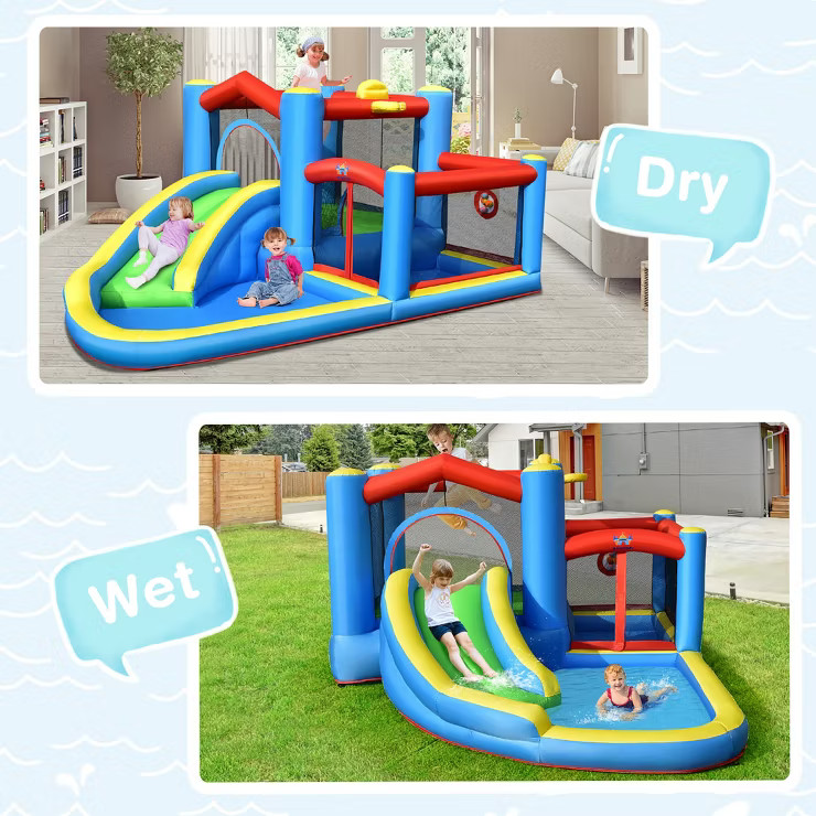 Costway Inflatable Kids Water Slide Outdoor Indoor Slide Bounce Castle with 480W Blower | Target