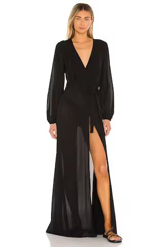 Michael Costello x REVOLVE Layla Wrap Dress in Black from Revolve.com | Revolve Clothing (Global)