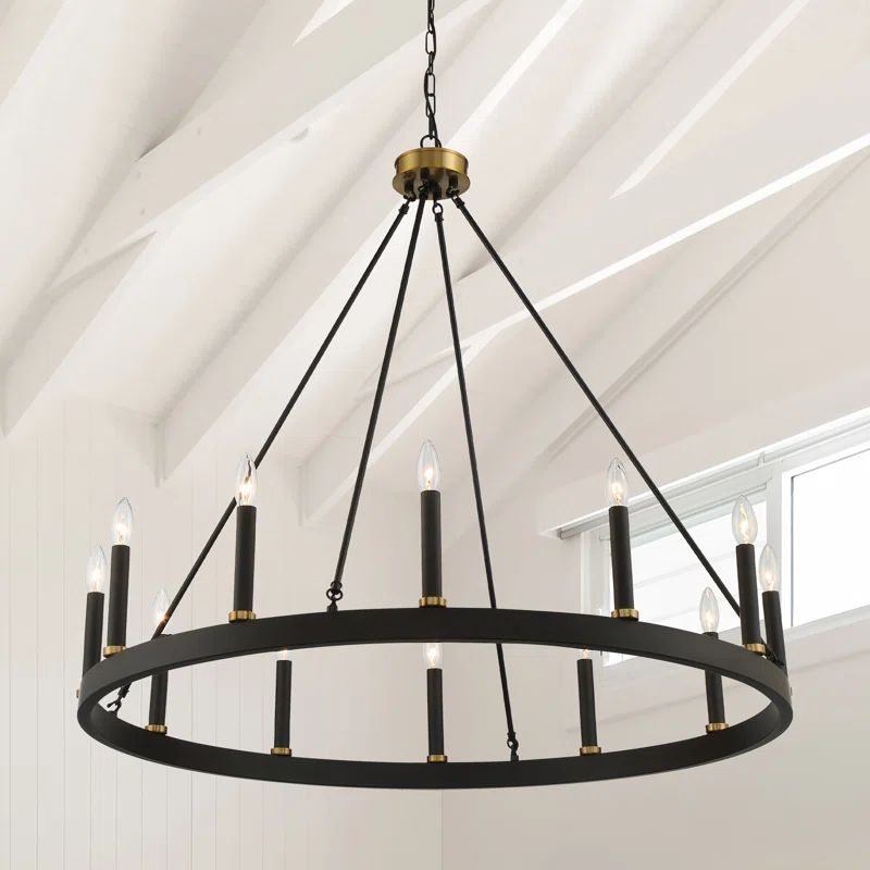 Finchley 12 - Light Dimmable Wagon Wheel Chandelier | Wayfair North America