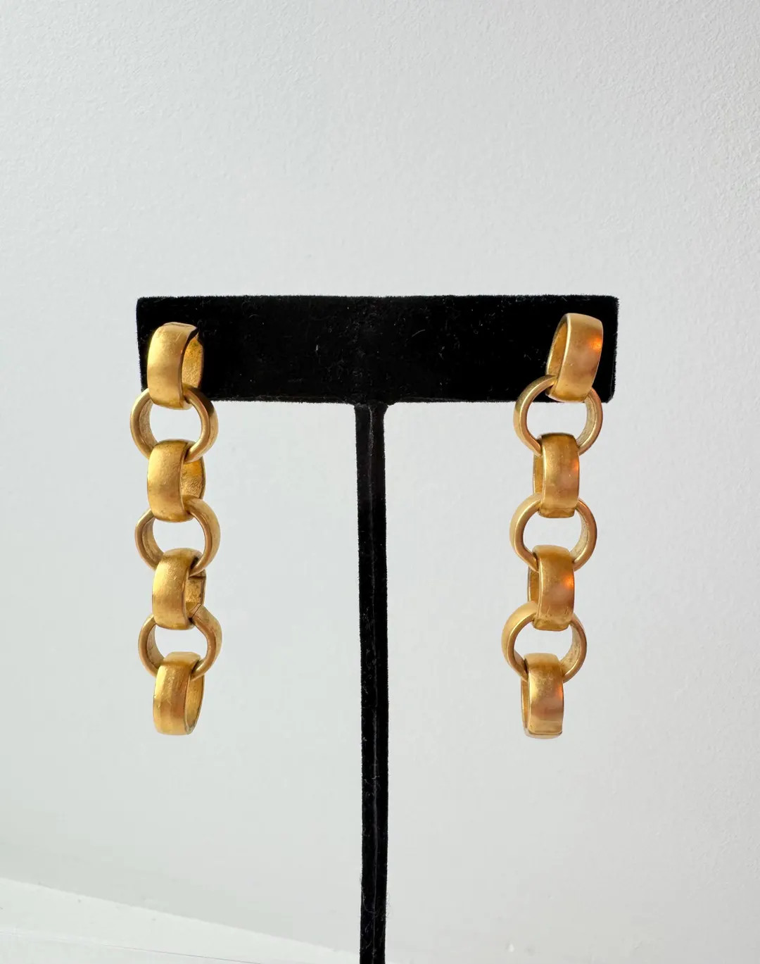 Vintage Matte Gold Chain Link Earrings - Etsy | Etsy (US)