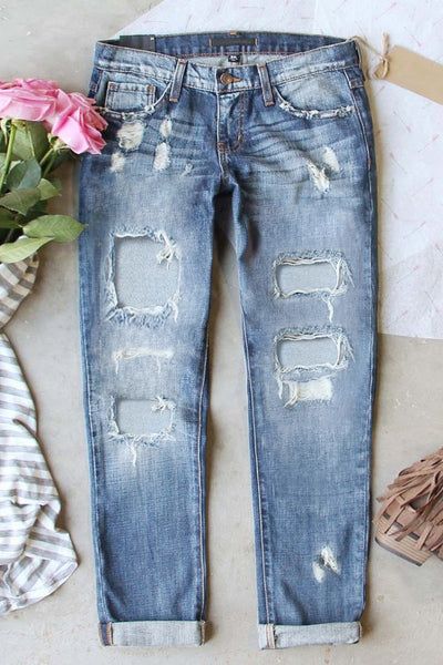 Basic Denim Ripped Jeans | Evaless