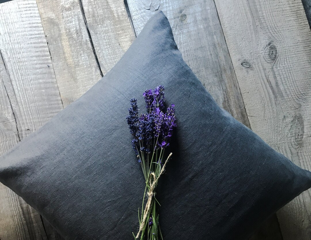 Stonewashed Linen Pillow Case in Stylish Charcoal - Etsy | Etsy (US)