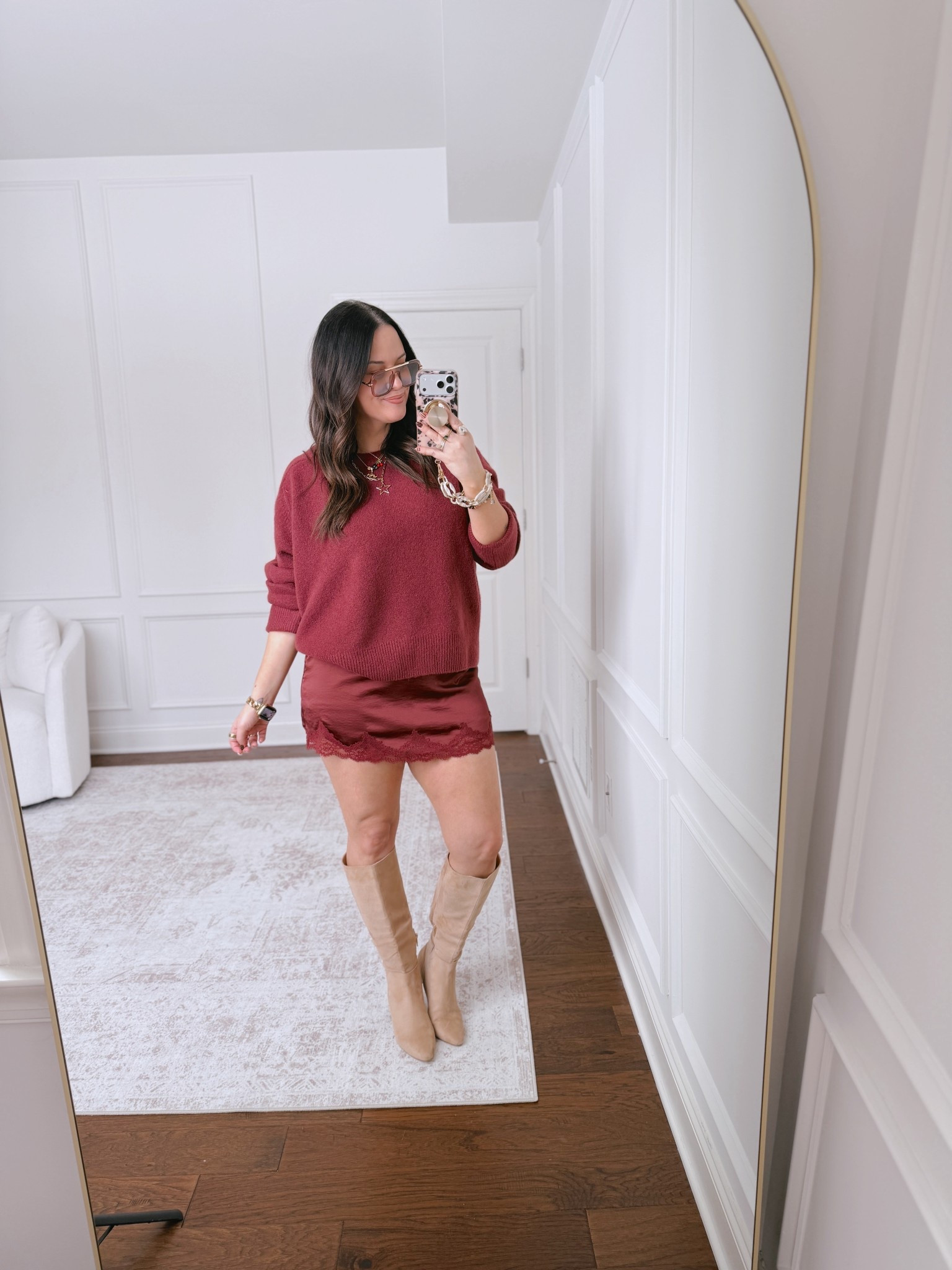 Code: DENIMAF.. wearing an XL in the sweater and a large in the skirt 

#LTKMidsize #LTKSaleAlert #LTKootd