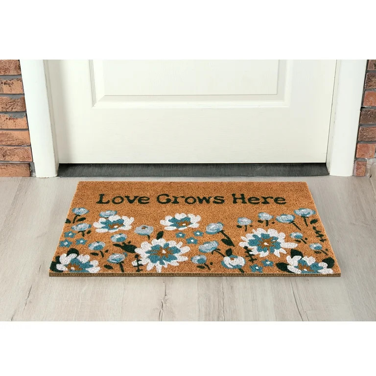 Home Decor Collection Blue Floral Loves Grows Here Outdoor Doormat, 18"x30" | Walmart (US)